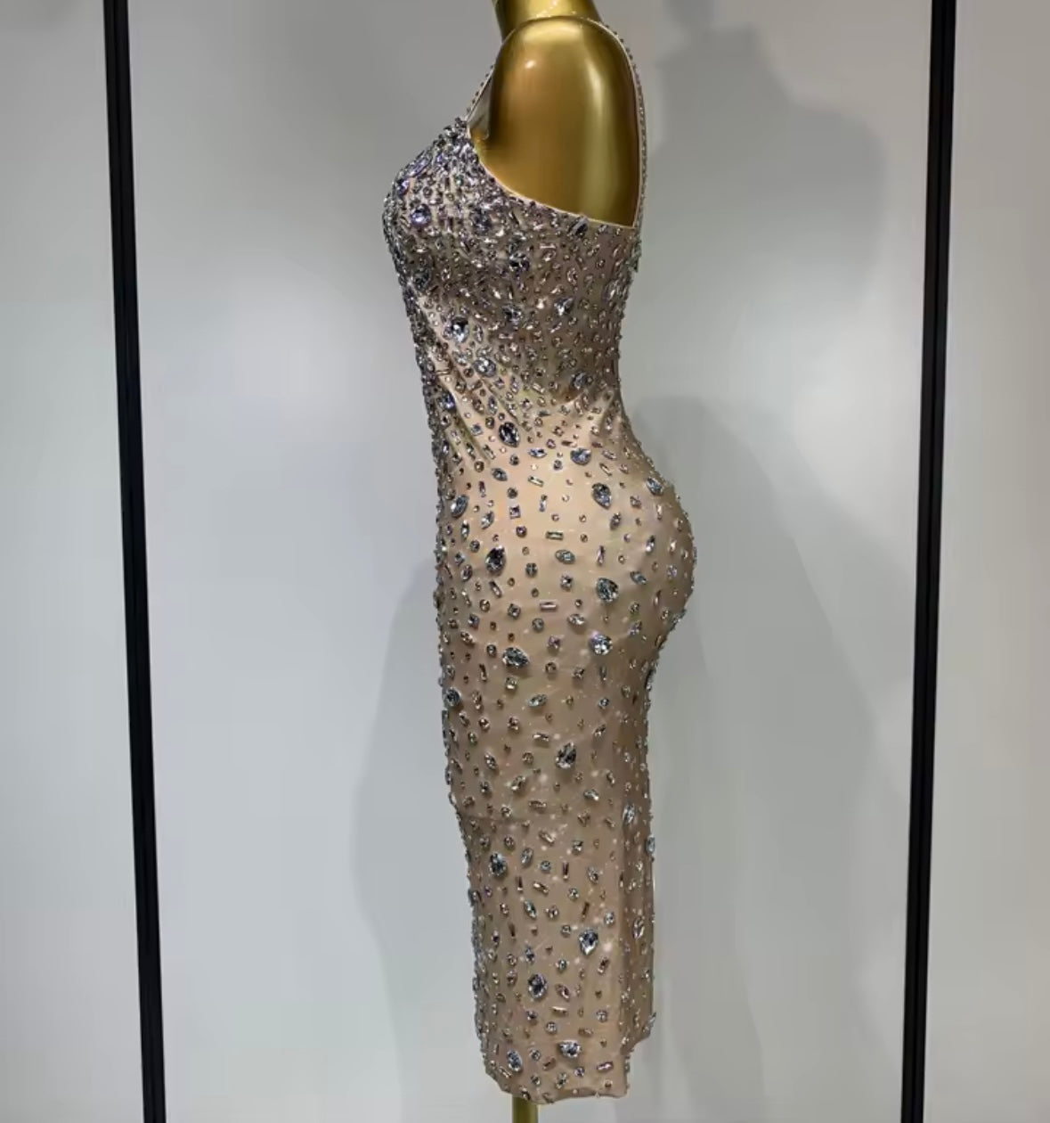 Sexy Rhinestone Embellishment Sleeveless Bandage Dress