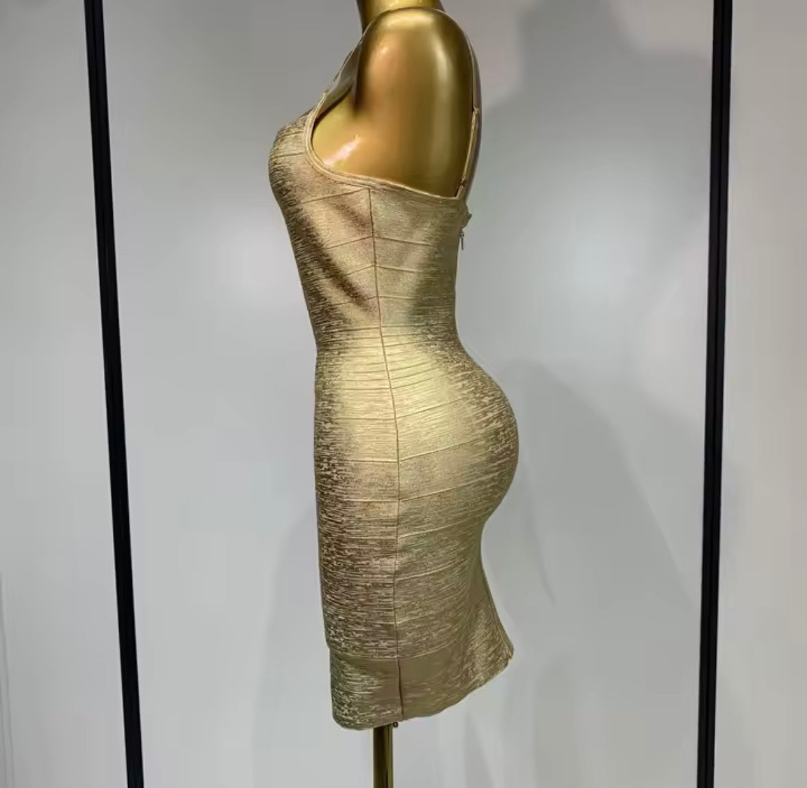Sexy Sleeveless Metallic Bandage Short Dress