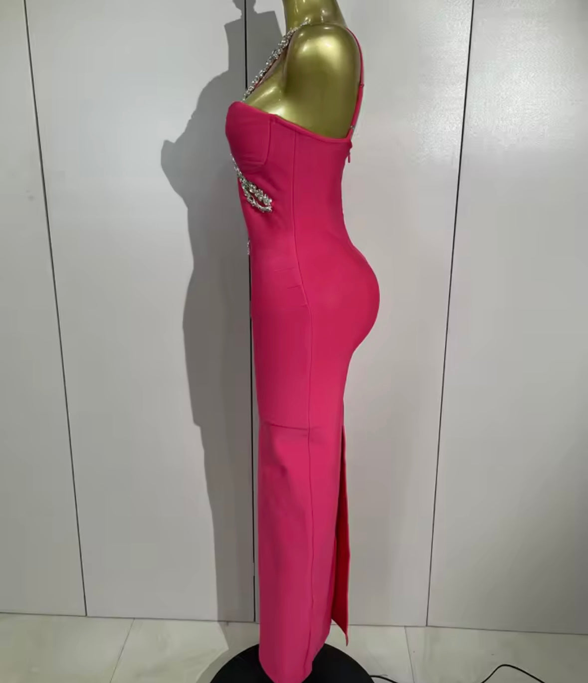 Sexy Rhinestone Halter Sleeveless Maxi Dress