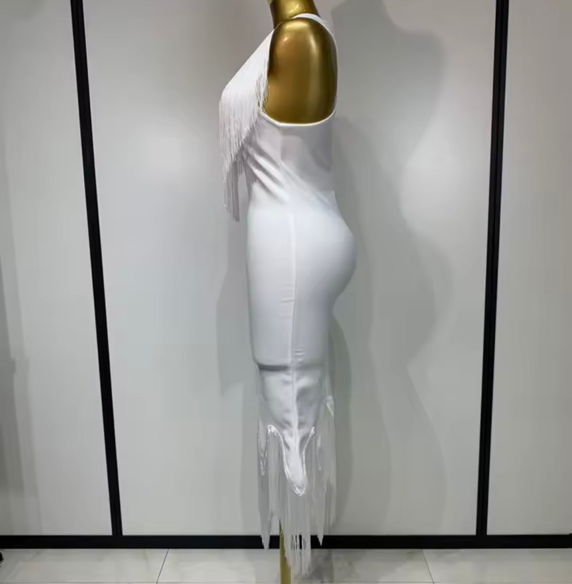 Sexy Fringe Tassel Halter Sleeveless Dress