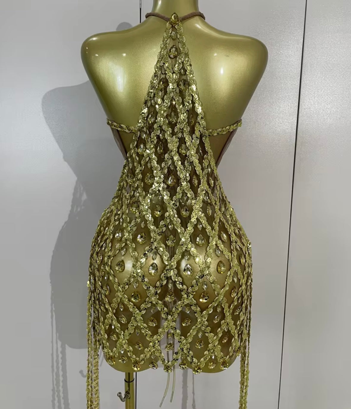 Sexy Sequins Crystal Halter Sleeveless Dress