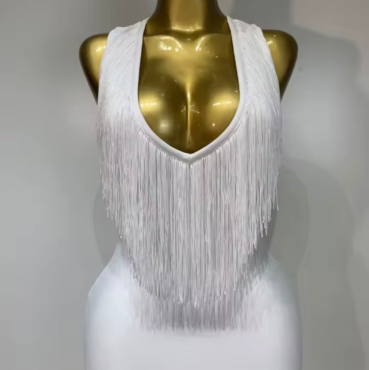 Sexy Fringe Tassel Halter Sleeveless Dress