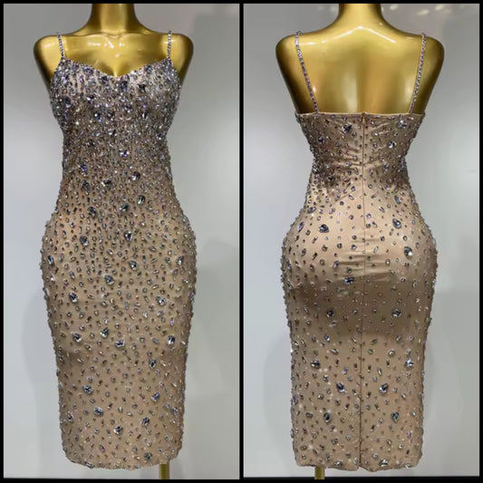 Sexy Rhinestone Embellishment Sleeveless Bandage Dress