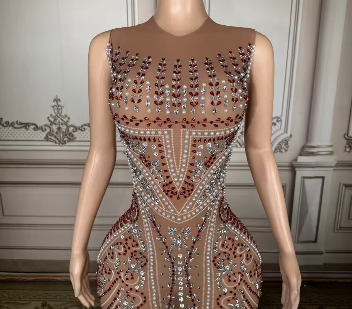 Sexy Rhinestone Embellishment Sleeveless Maxi Dress