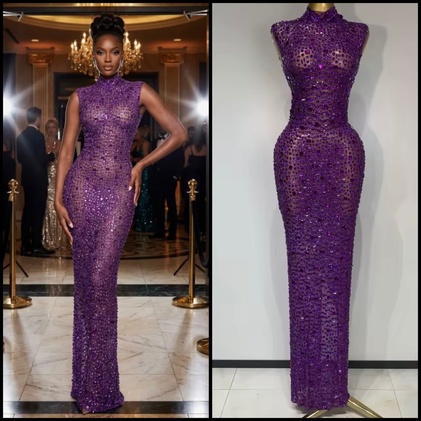 Rhinestone Embellishment Sexy Sleeveless Floor-Length Dress