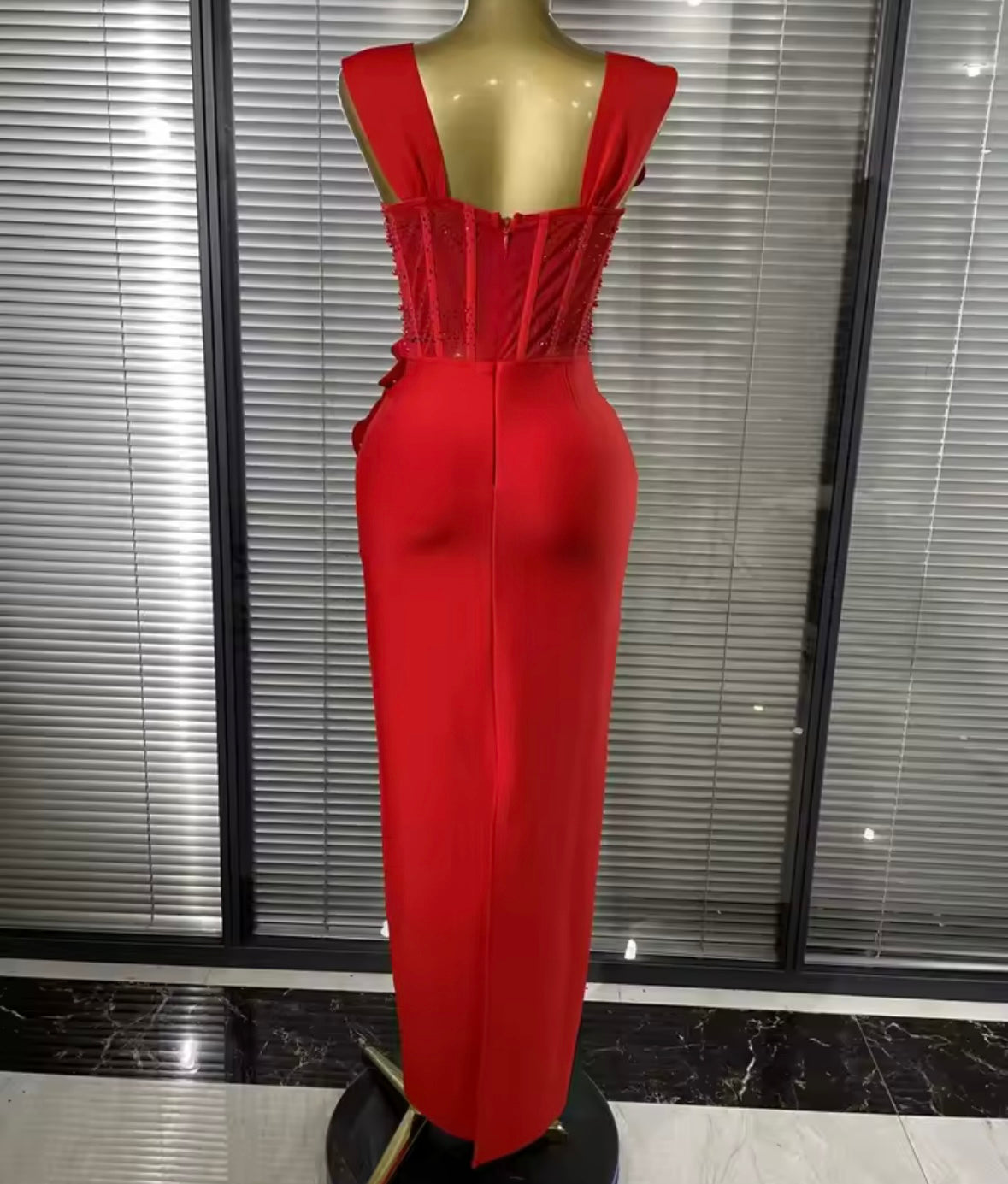 Elegant Beaded Floral Sleeveless Maxi Dress