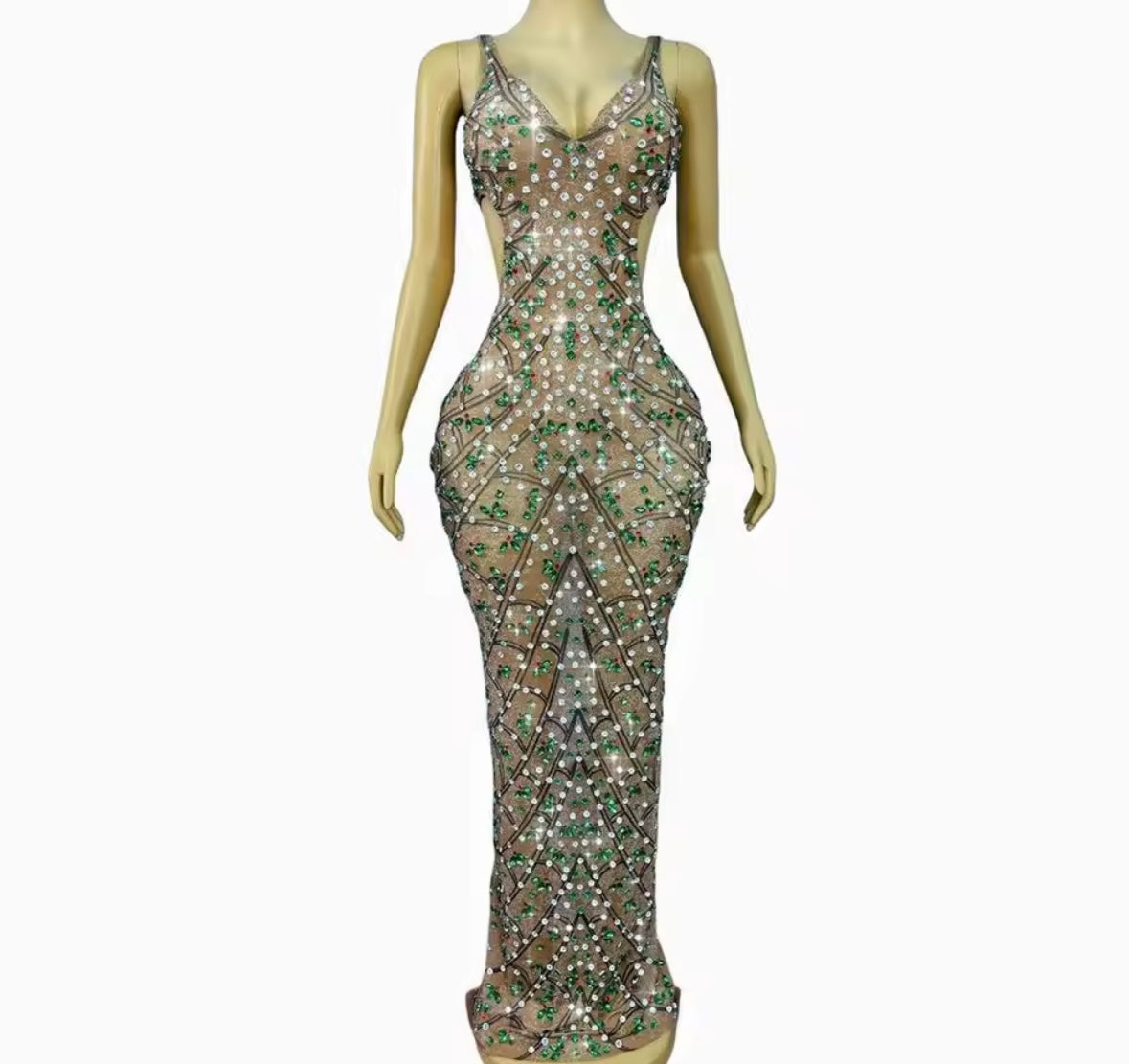 Sleeveless Sexy Rhinestone Embellishment Maxi Dress