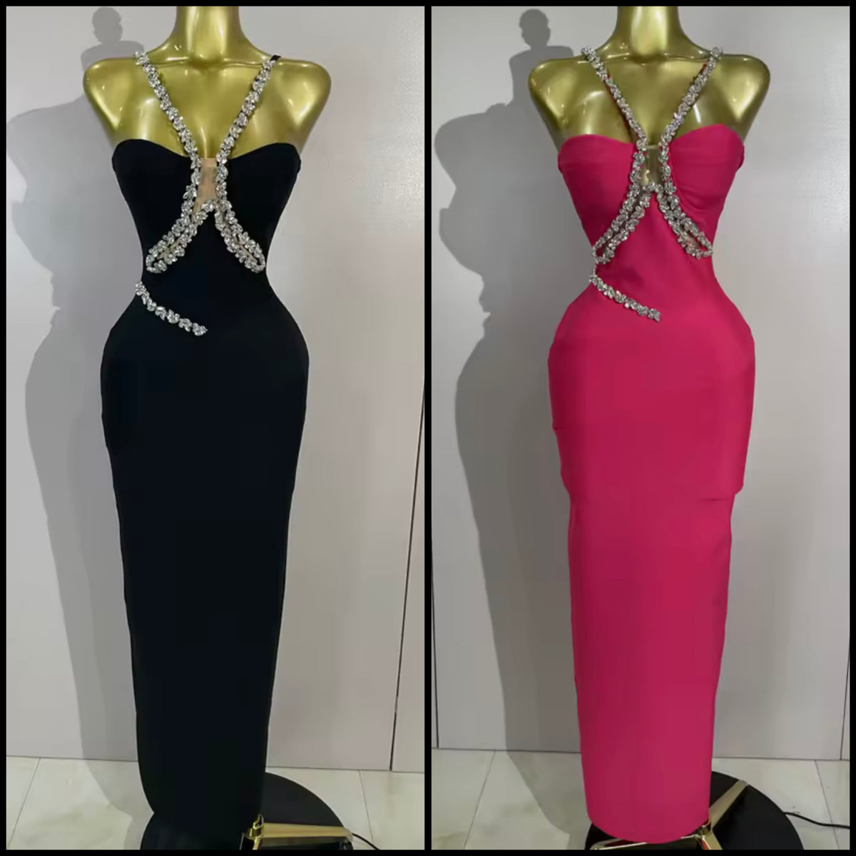 Sexy Rhinestone Halter Sleeveless Maxi Dress