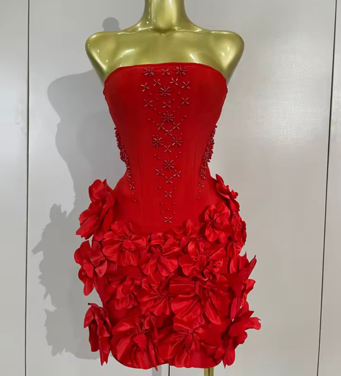 Sexy Strapless Beaded Floral Bandage Dress