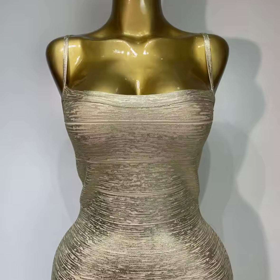 Gold Sexy Sleeveless Bandage Maxi Dress
