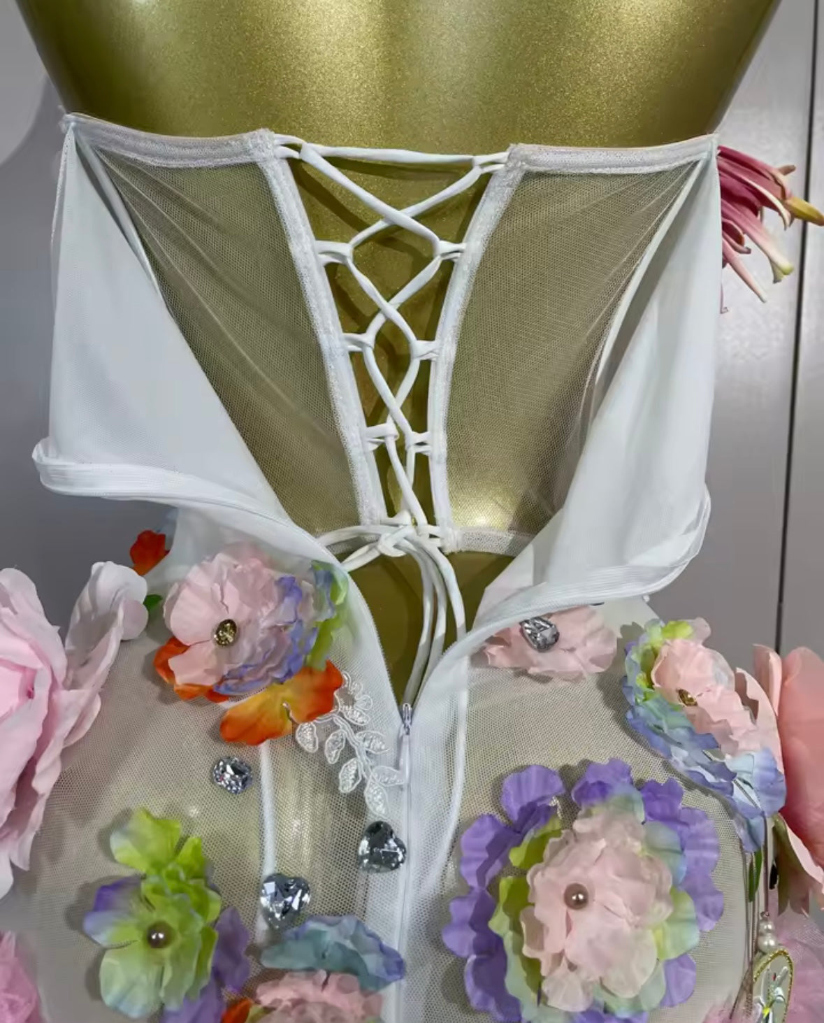 Sexy Strapless Floral See Through Dress