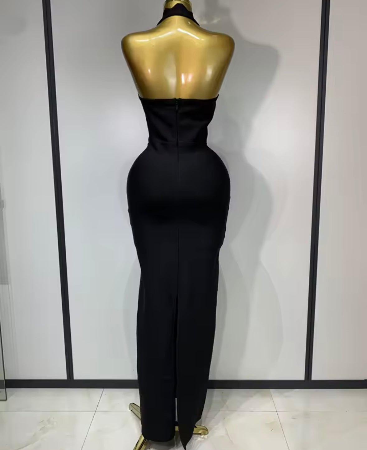 Sexy Halter Sleeveless Hollow Out Floor-Length Dress