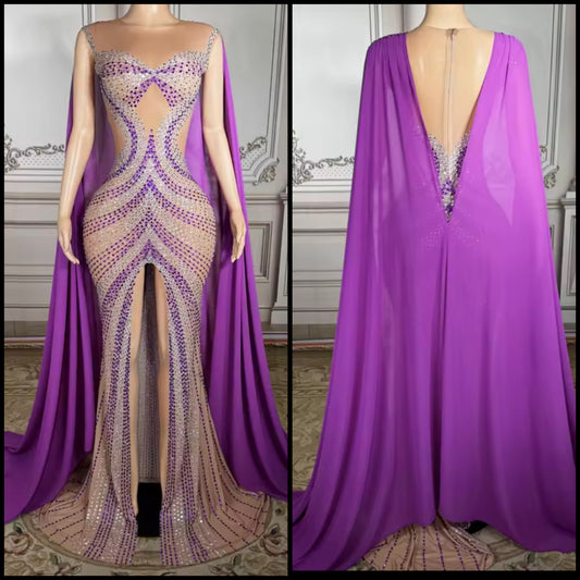 Elegant Sleeveless Rhinestone Embellishment Floor-Length Dress