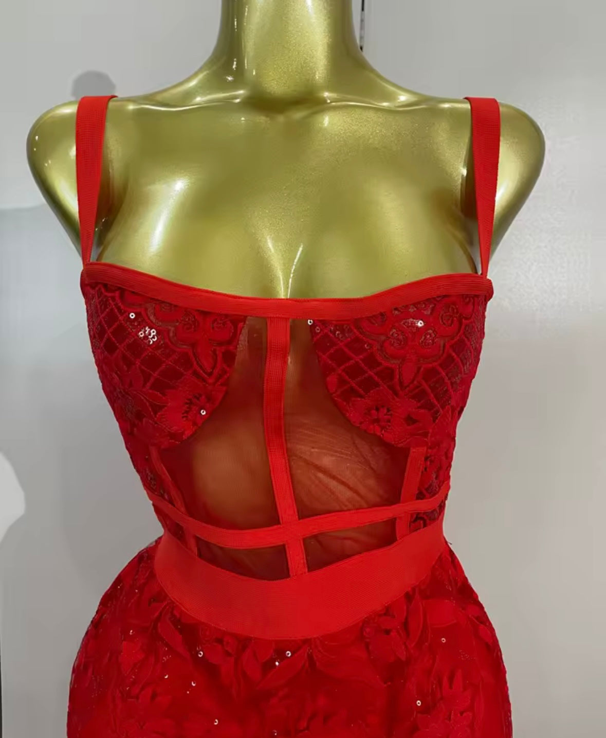 Red Sleeveless Sexy Sequins Maxi Dress
