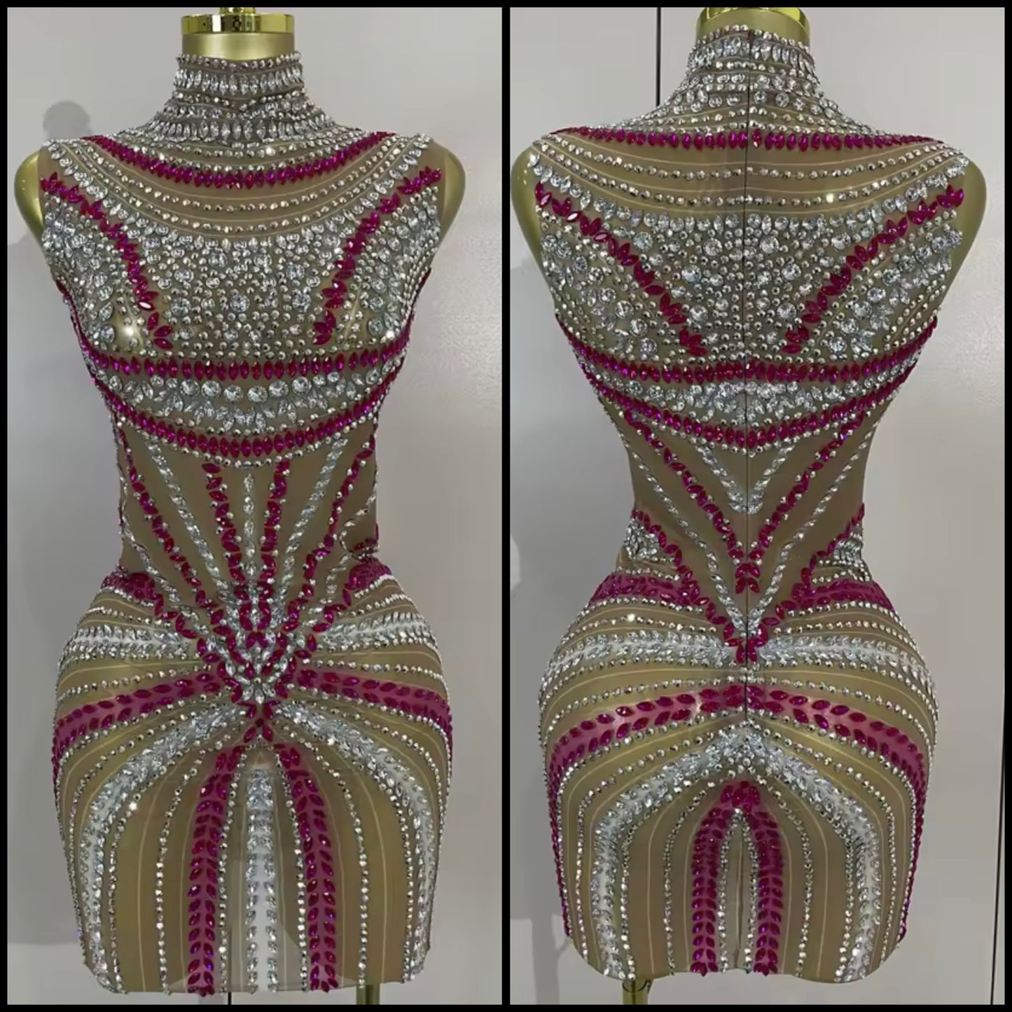 Sexy Sleeveless Rhinestone Embellishment Short Dress