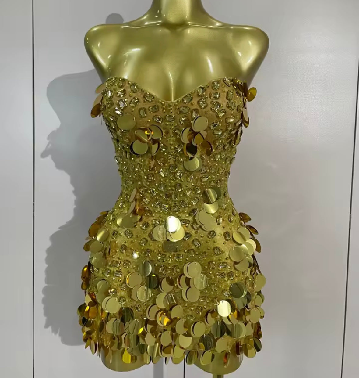 Sexy Strapless Rhinestone Sequins Dress