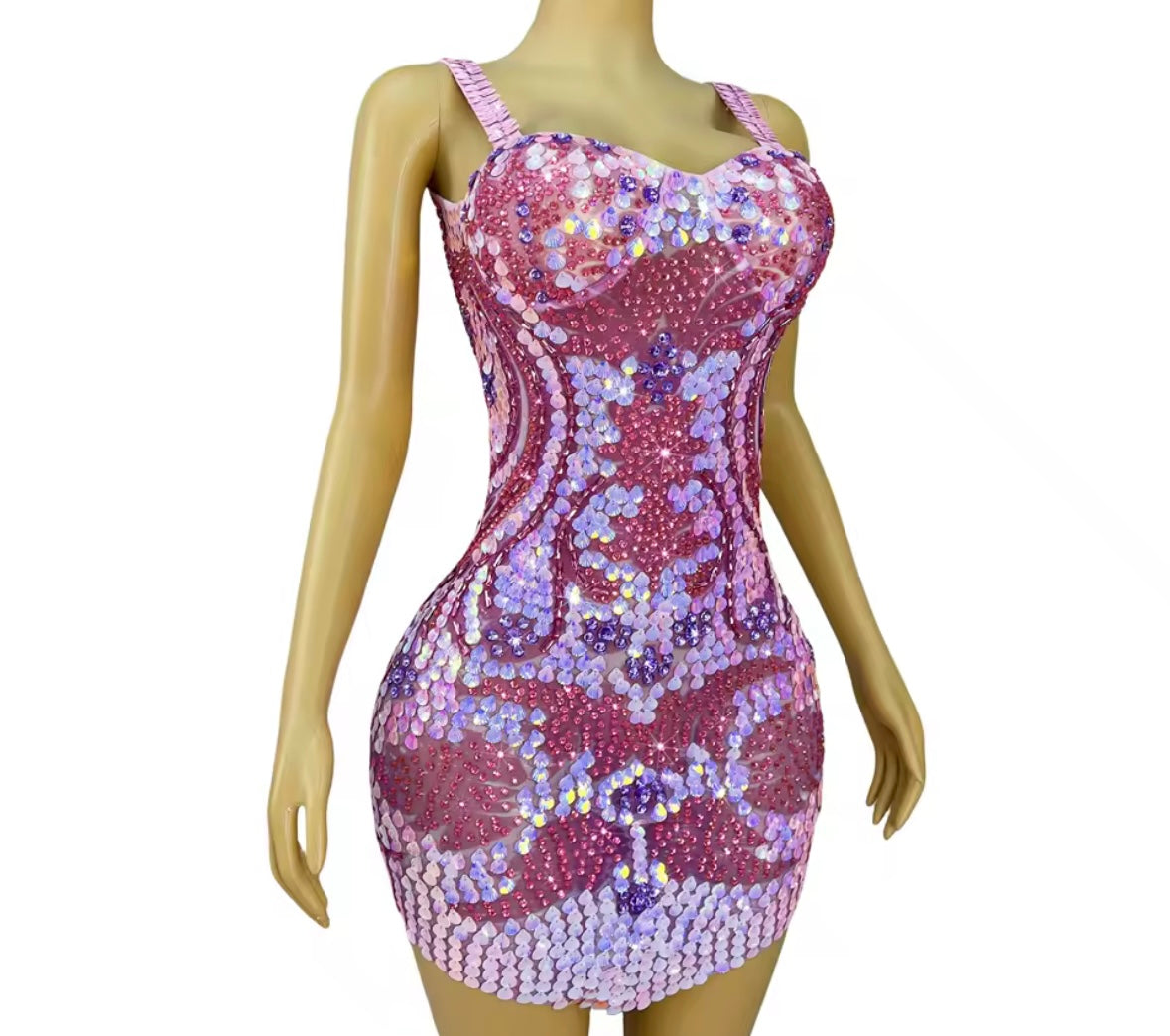 Sexy Sleeveless Sequins Rhinestone Dress