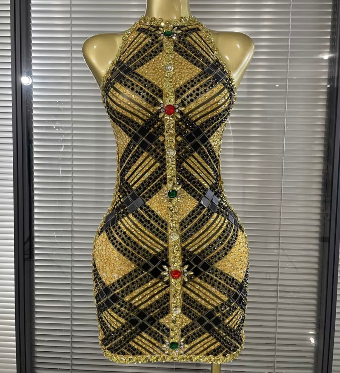 Rhinestone Crystal Button Up Sleeveless Sexy Dress
