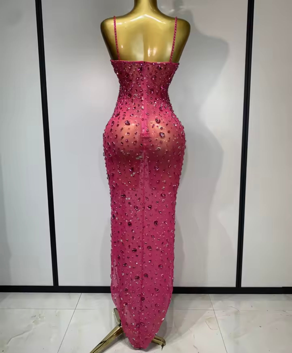 Sleeveless Sexy Rhinestone Embellishment Maxi Dress