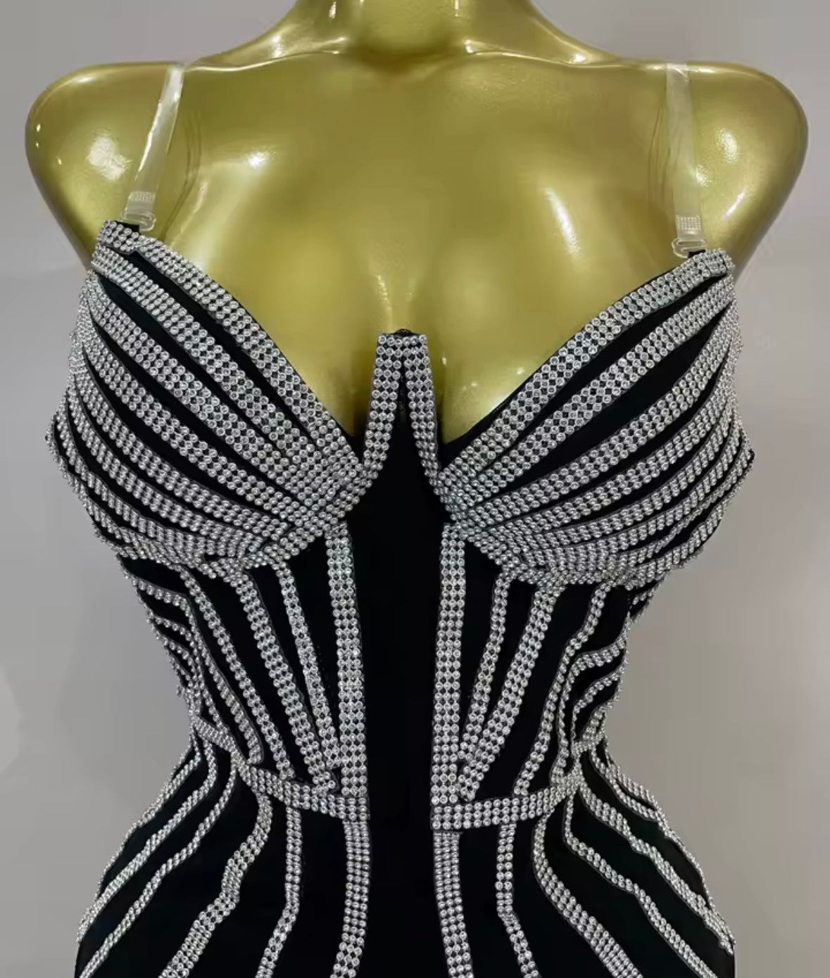 Black Rhinestone Embellishment Tassel Sexy Sleeveless Dress