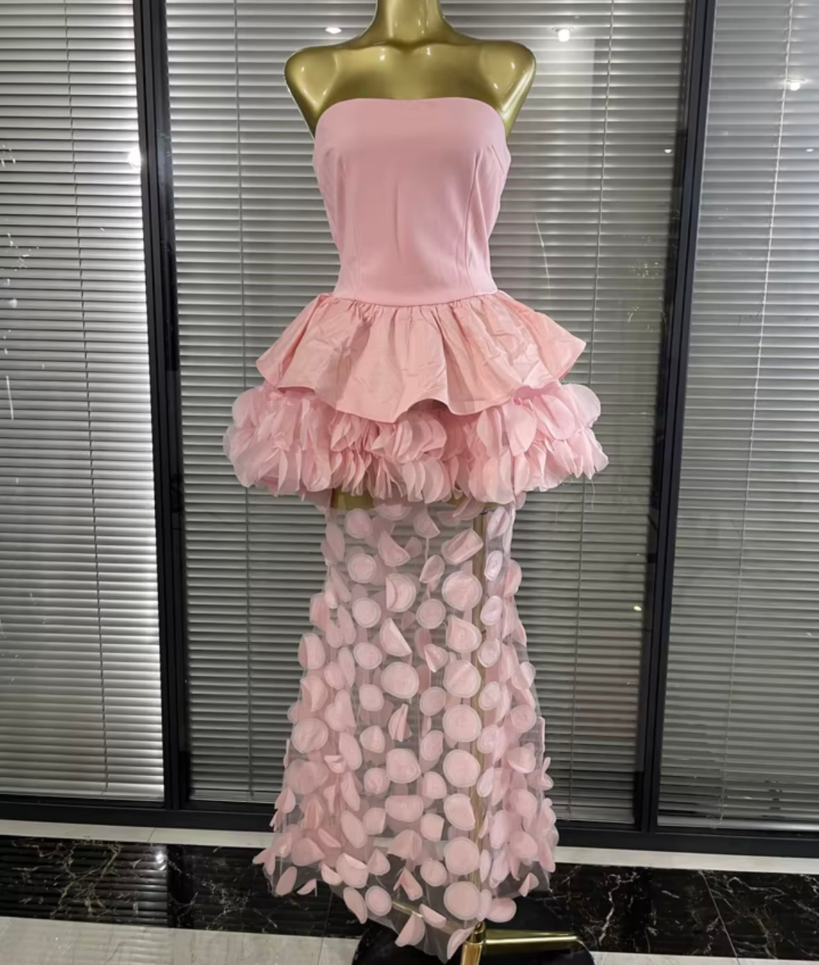 Sexy Strapless Ruffle Floor-Length Dress