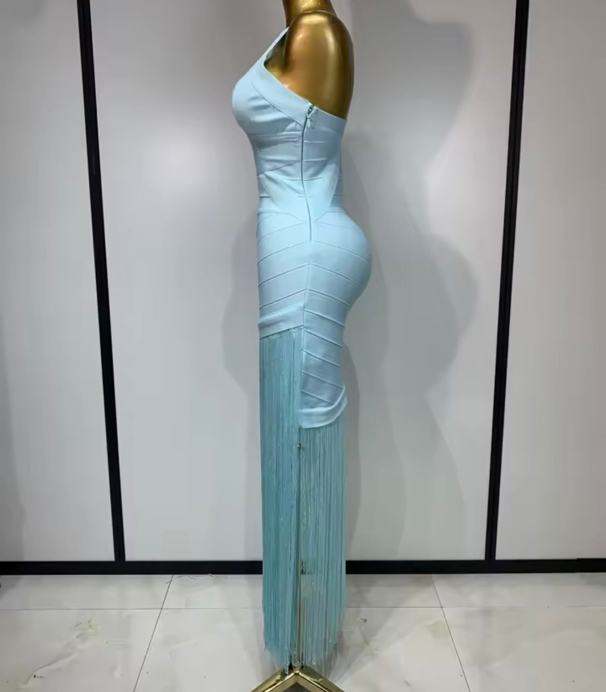 Sexy Sleeveless Fringe Bandage Maxi Dress