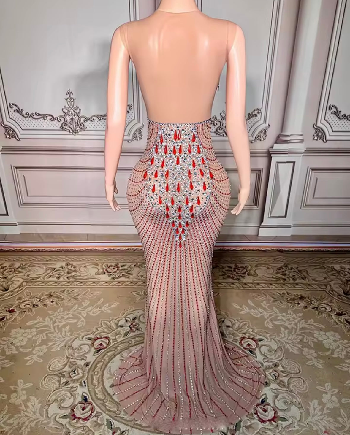 Rhinestone Embellishment Sexy Sleeveless Mermaid Dress
