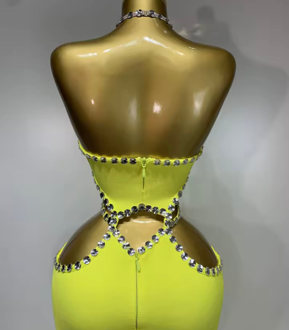 Yellow Beaded Sleeveless Hollow Out Elegant Maxi Dress