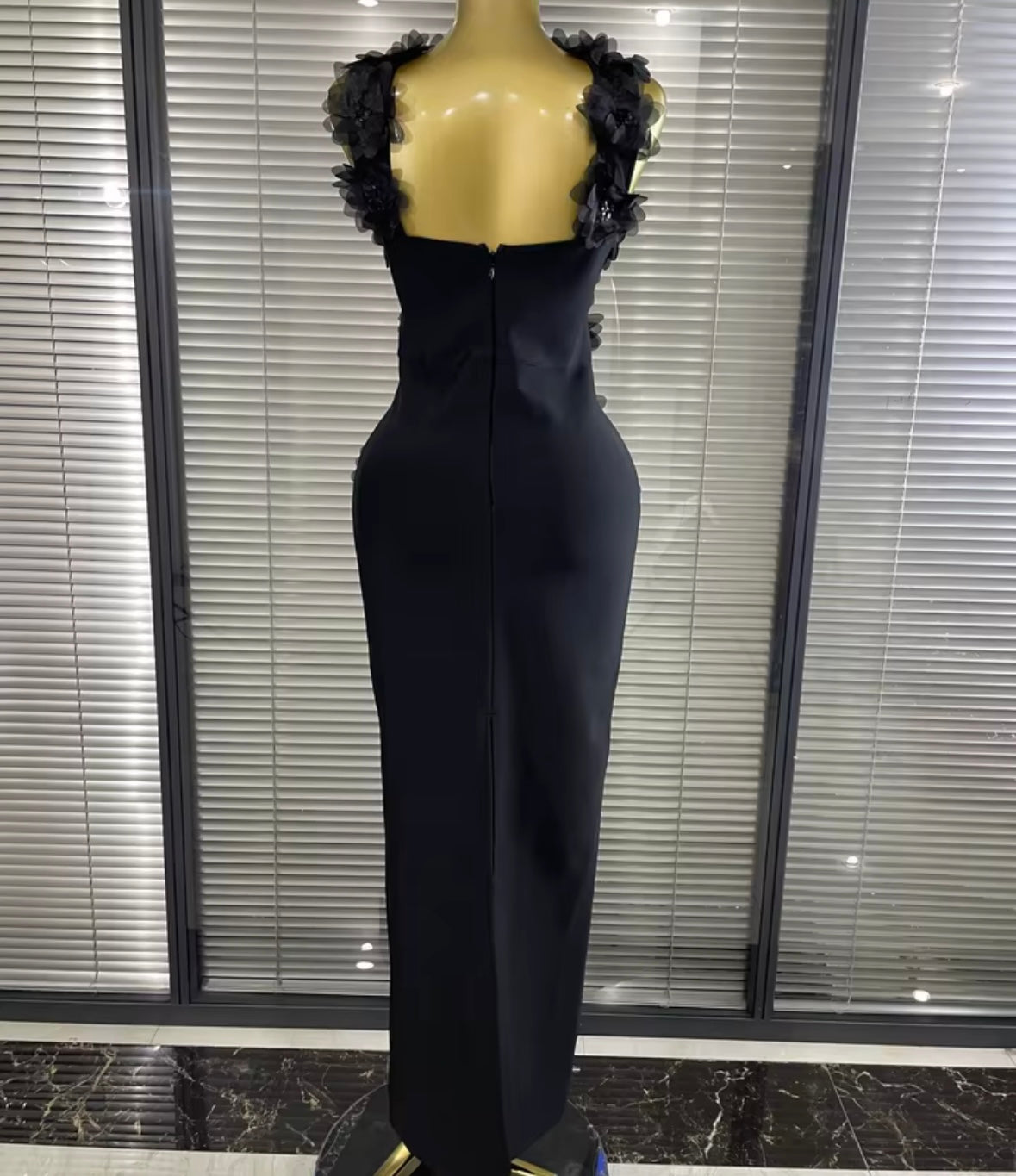 Sexy Sleeveless Floral Rhinestone Maxi Dress