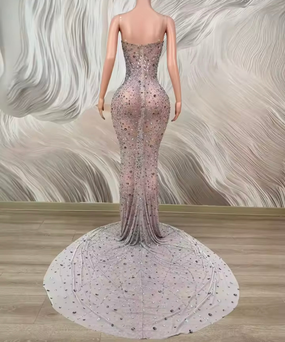 Sexy Strapless Rhinestone Floor-Length Mermaid Dress
