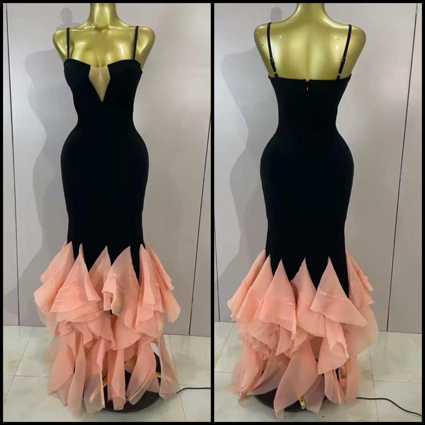 Black Elegant Sleeveless Ruffled Maxi Dress