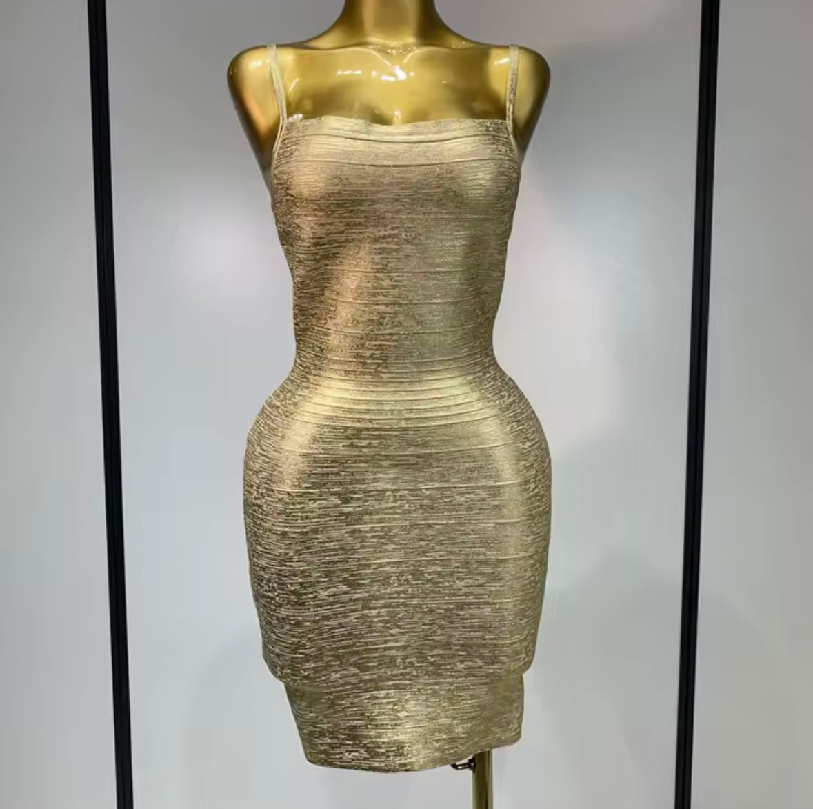 Sexy Sleeveless Metallic Bandage Short Dress