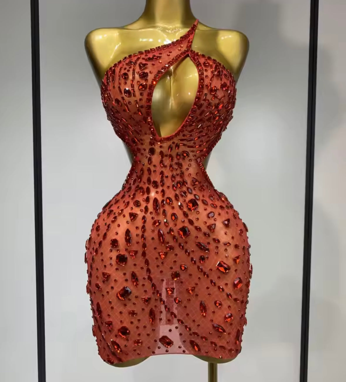 Sexy Sleeveless Open Back Hollow Out Rhinestone Dress