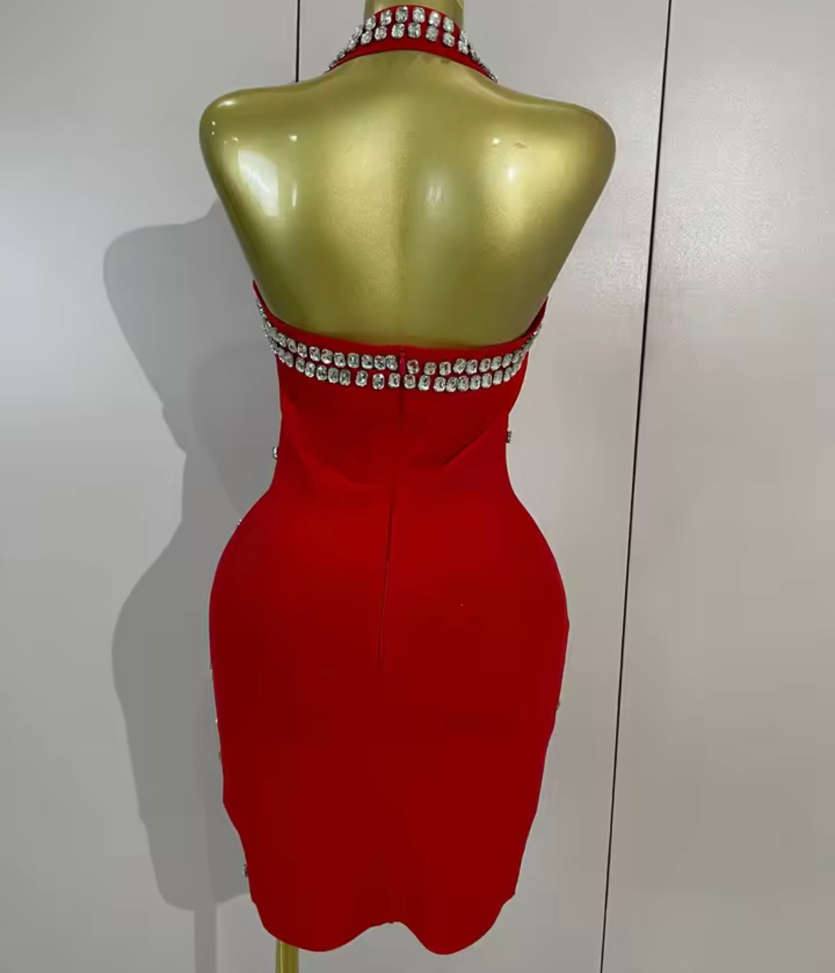 Sexy Halter Sleeveless Rhinestone Tassel Bandage Dress