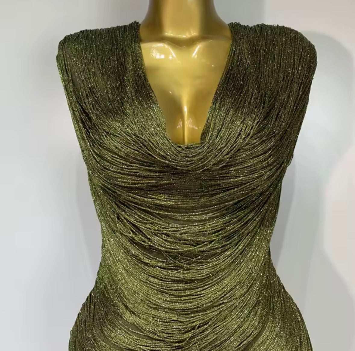 Sexy Sleeveless Draped Fringe Dress