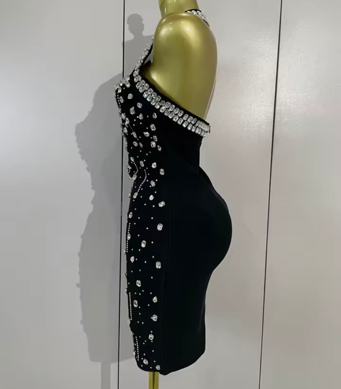 Sexy Halter Sleeveless Rhinestone Tassel Bandage Dress