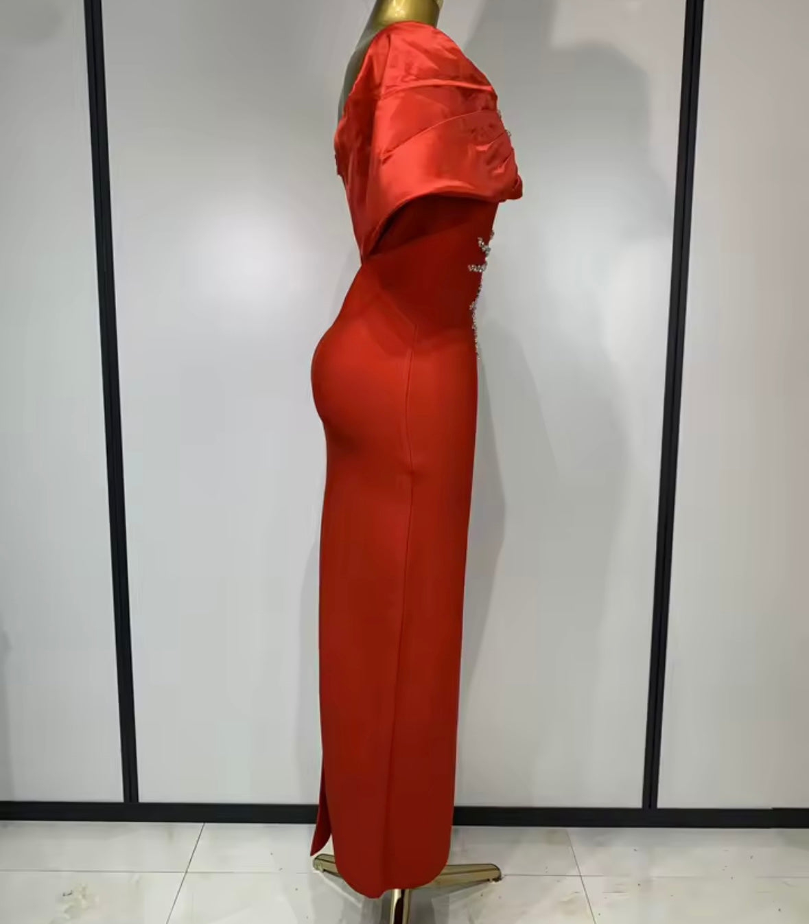 Strapless Beaded Rhinestone Elegant Dress