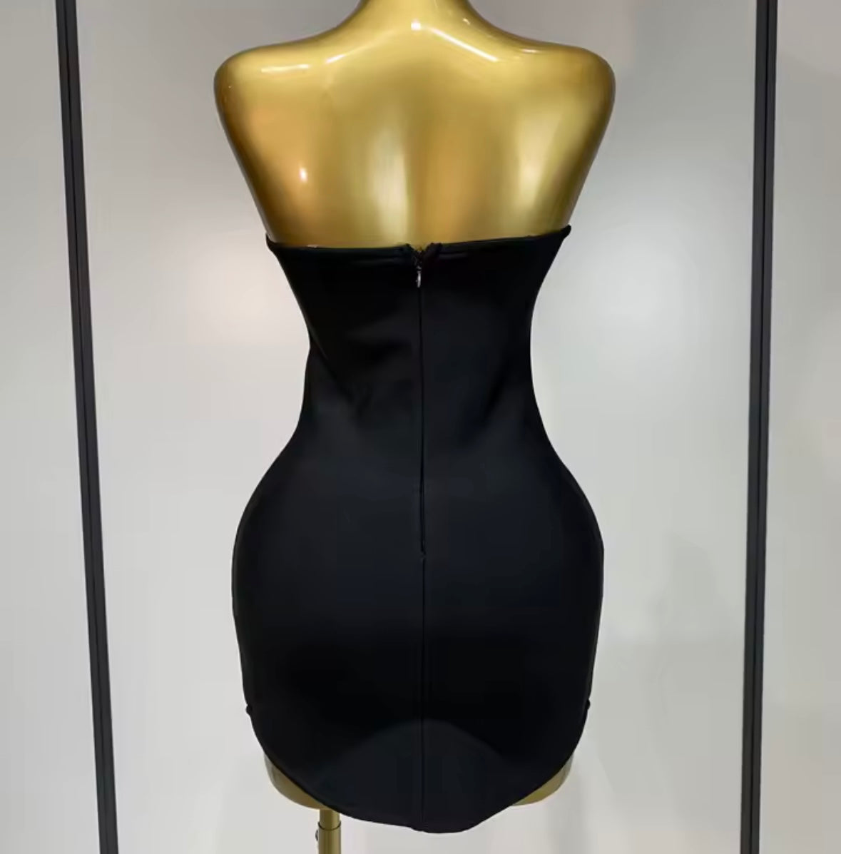 Sexy Black Strapless Rhinestone Tassel Bandage Dress