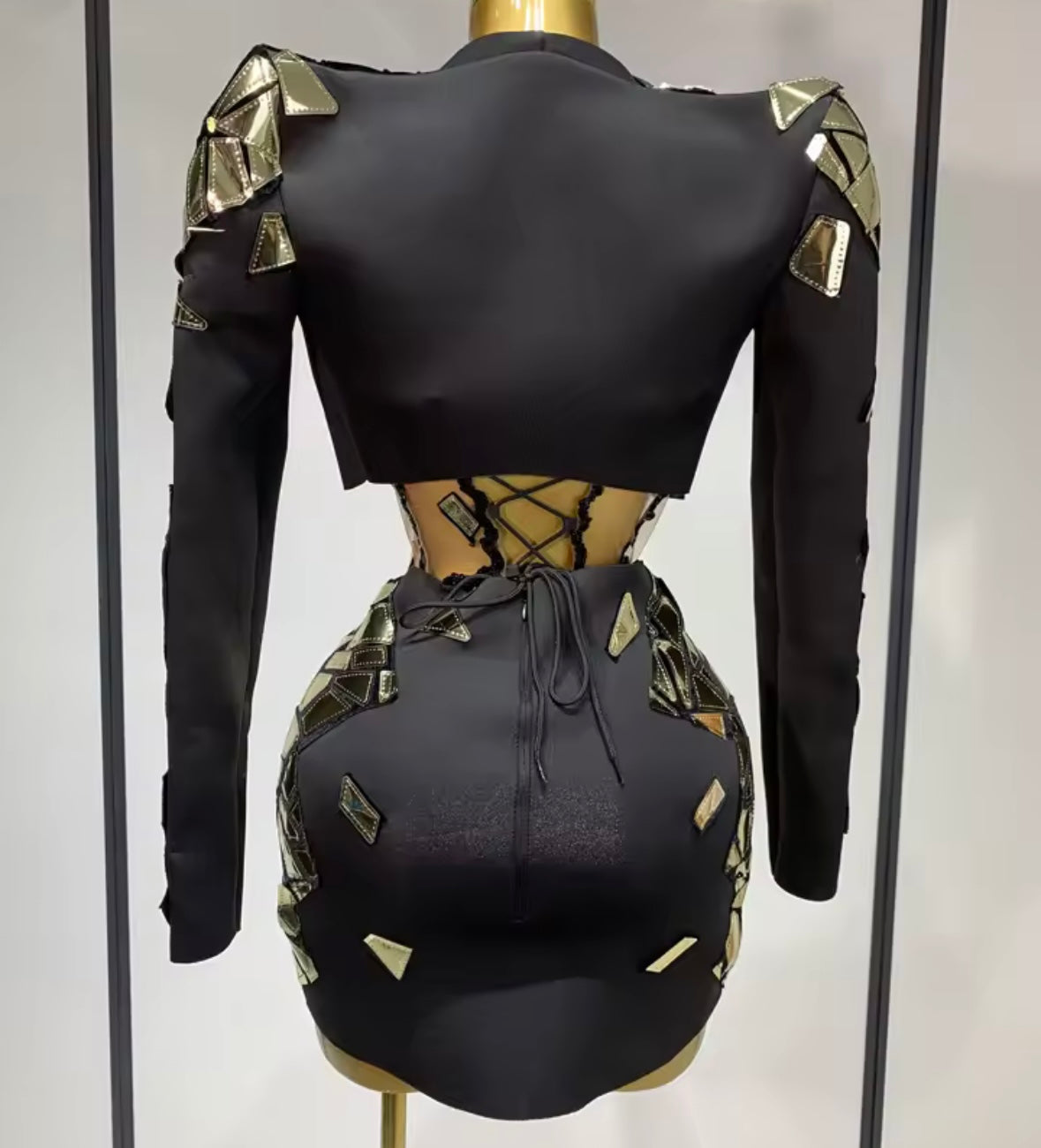 Mirror Strapless Sexy Three Piece Jacket Skirt Set