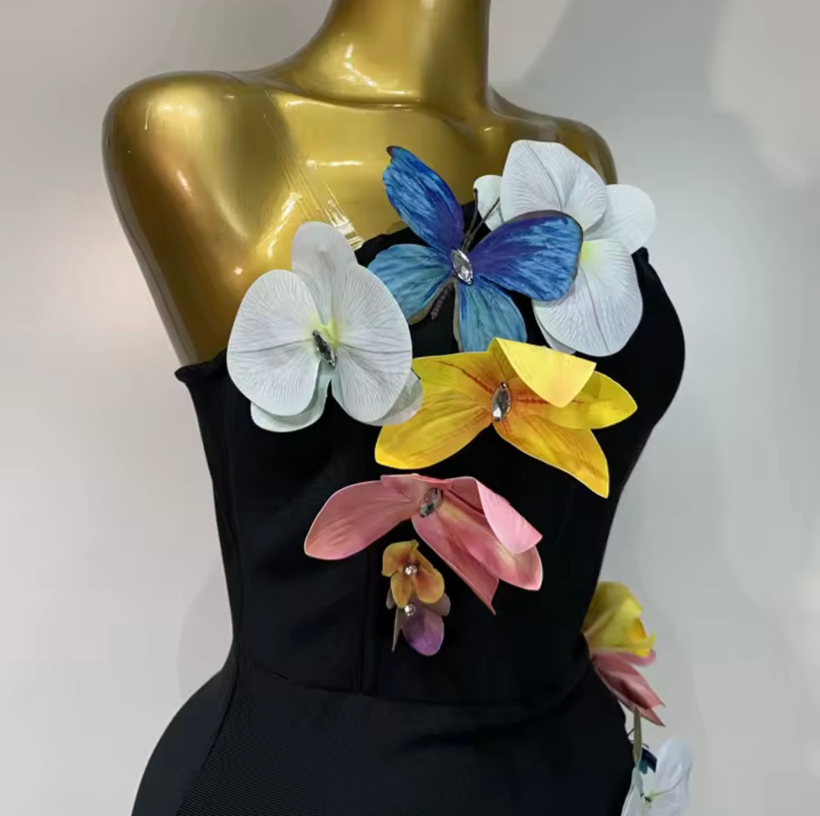 Black Sexy Sleeveless Floral Side Split Maxi Dress