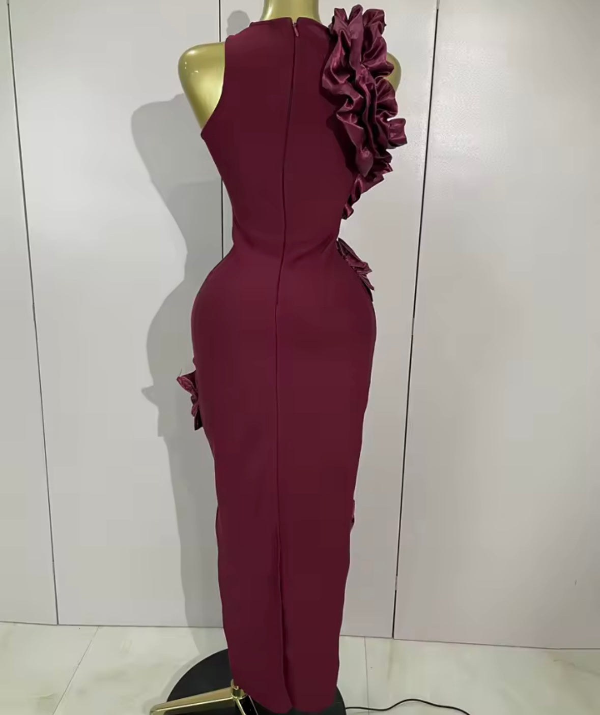 Sexy Sleeveless Burgundy Maxi Dress