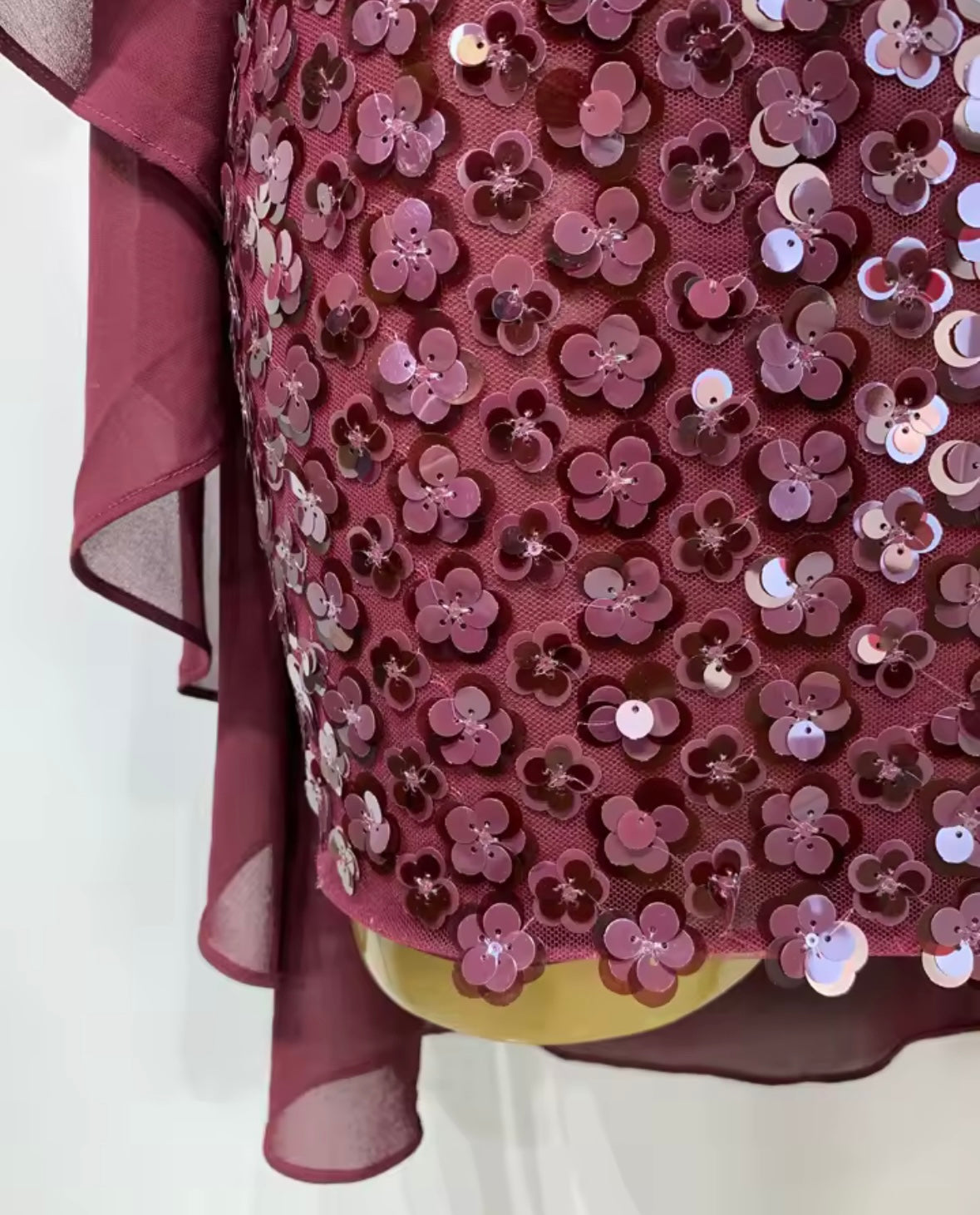 Sexy See Through Asymmetrical Top Flower Sequins Skirt Set