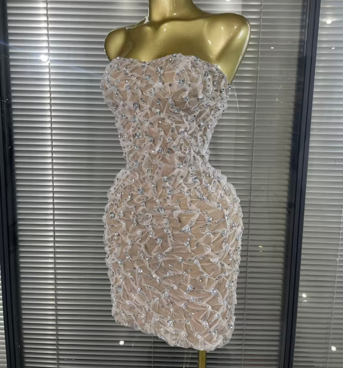 Sexy Strapless Rhinestone Embellishment Dress