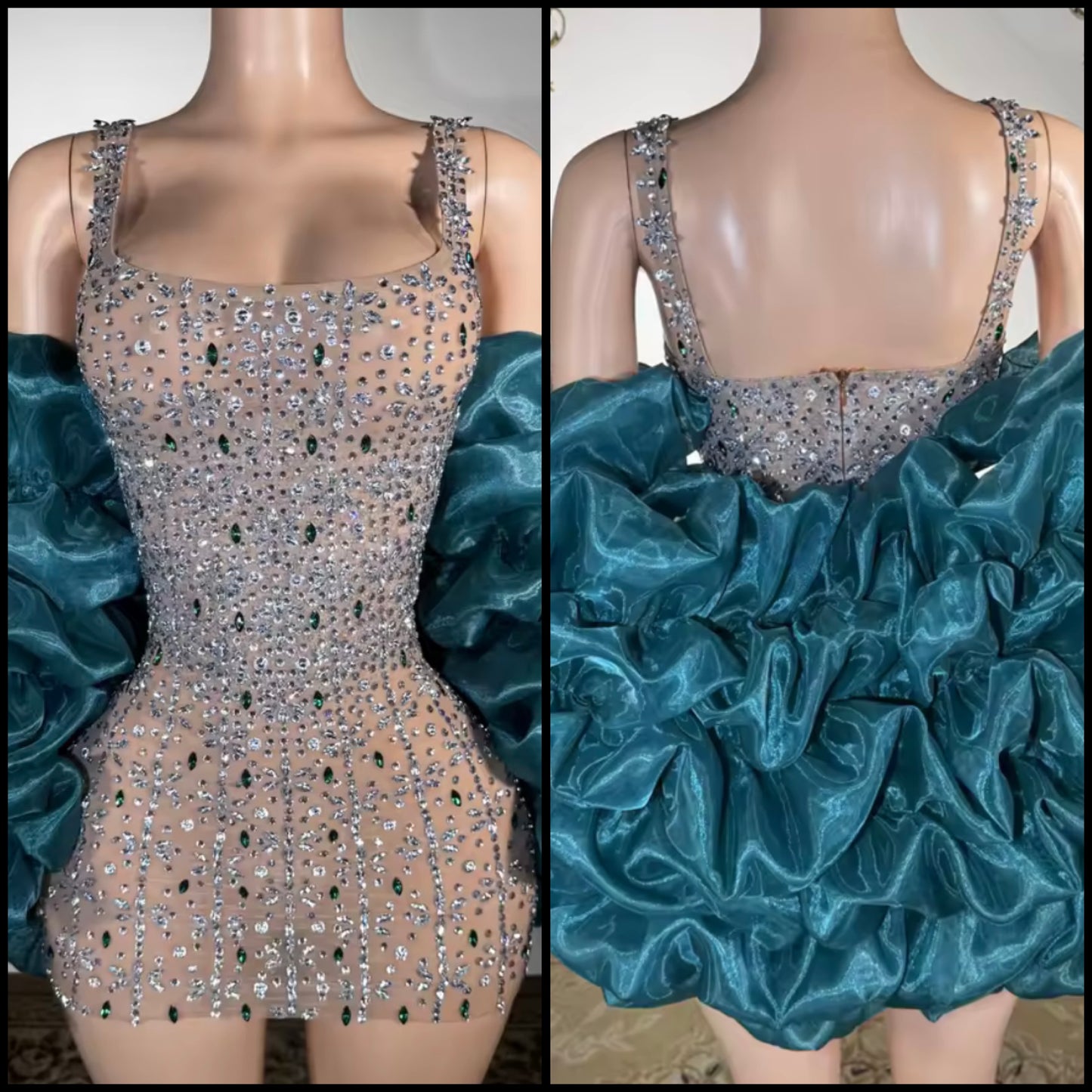Sexy Rhinestone Embellishment Short See Through Dress