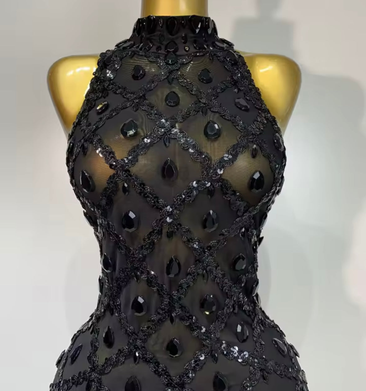 Crystal Mesh Sleeveless Sexy Jumpsuit
