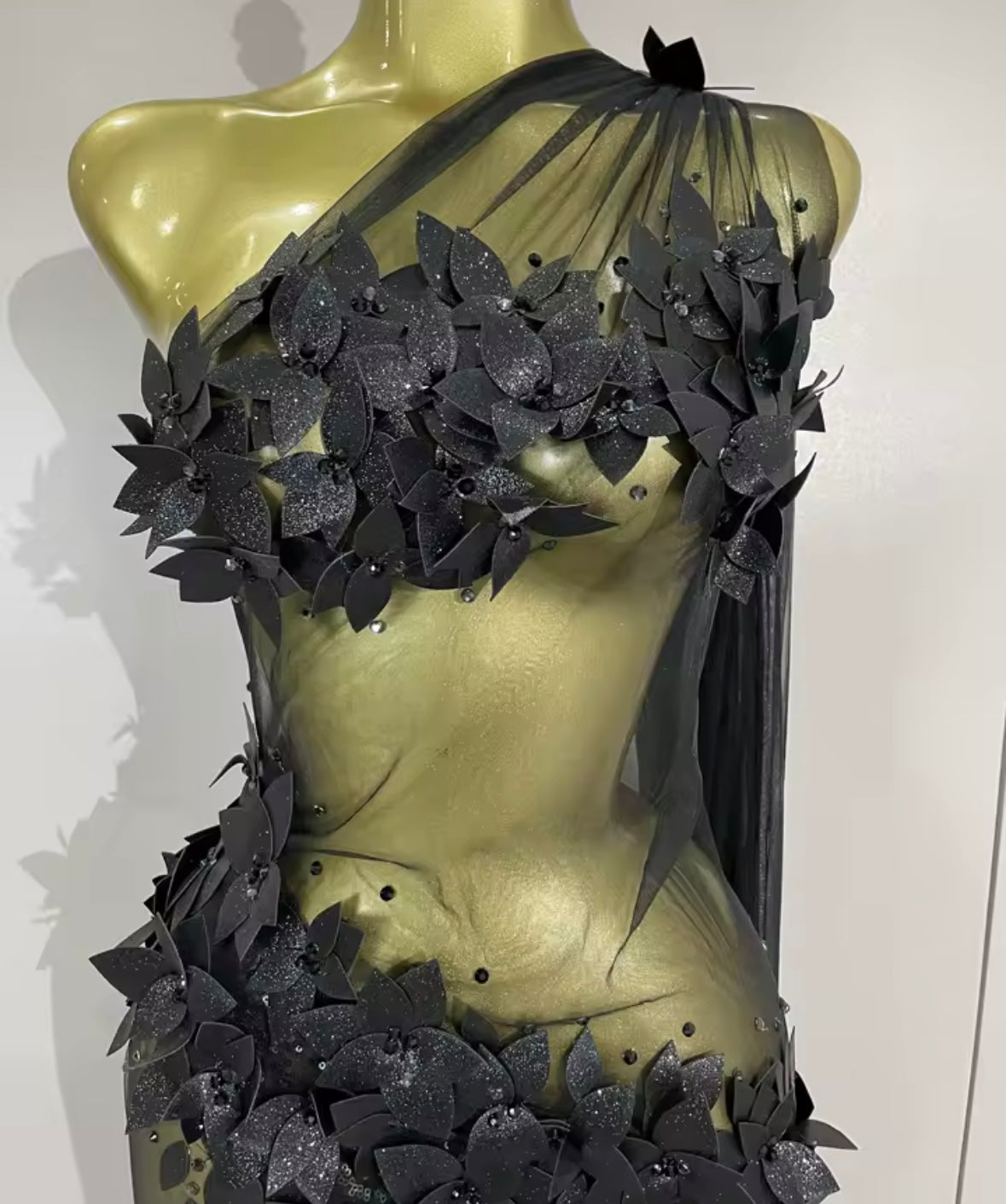 Floral One Shoulder Sleeveless Sexy See Through Maxi Dress
