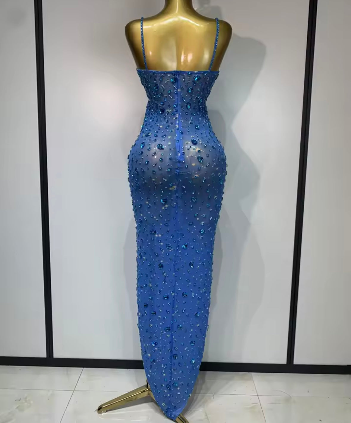 Sleeveless Sexy Rhinestone Embellishment Maxi Dress