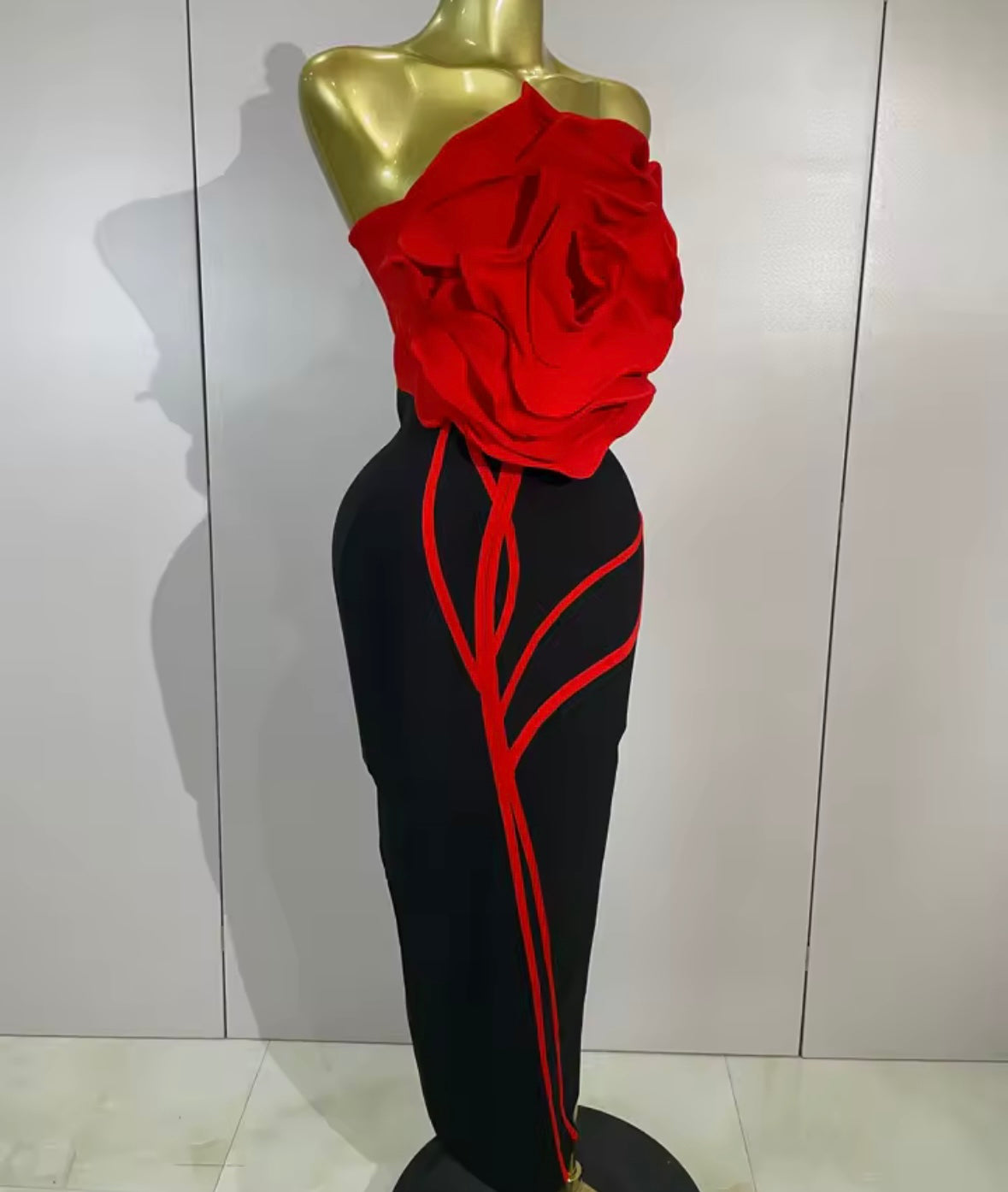 Sexy Floral Strapless Color Patchwork Maxi Dress