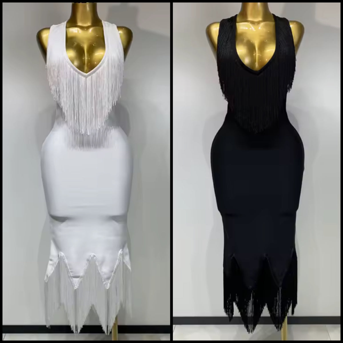 Sexy Fringe Tassel Halter Sleeveless Dress