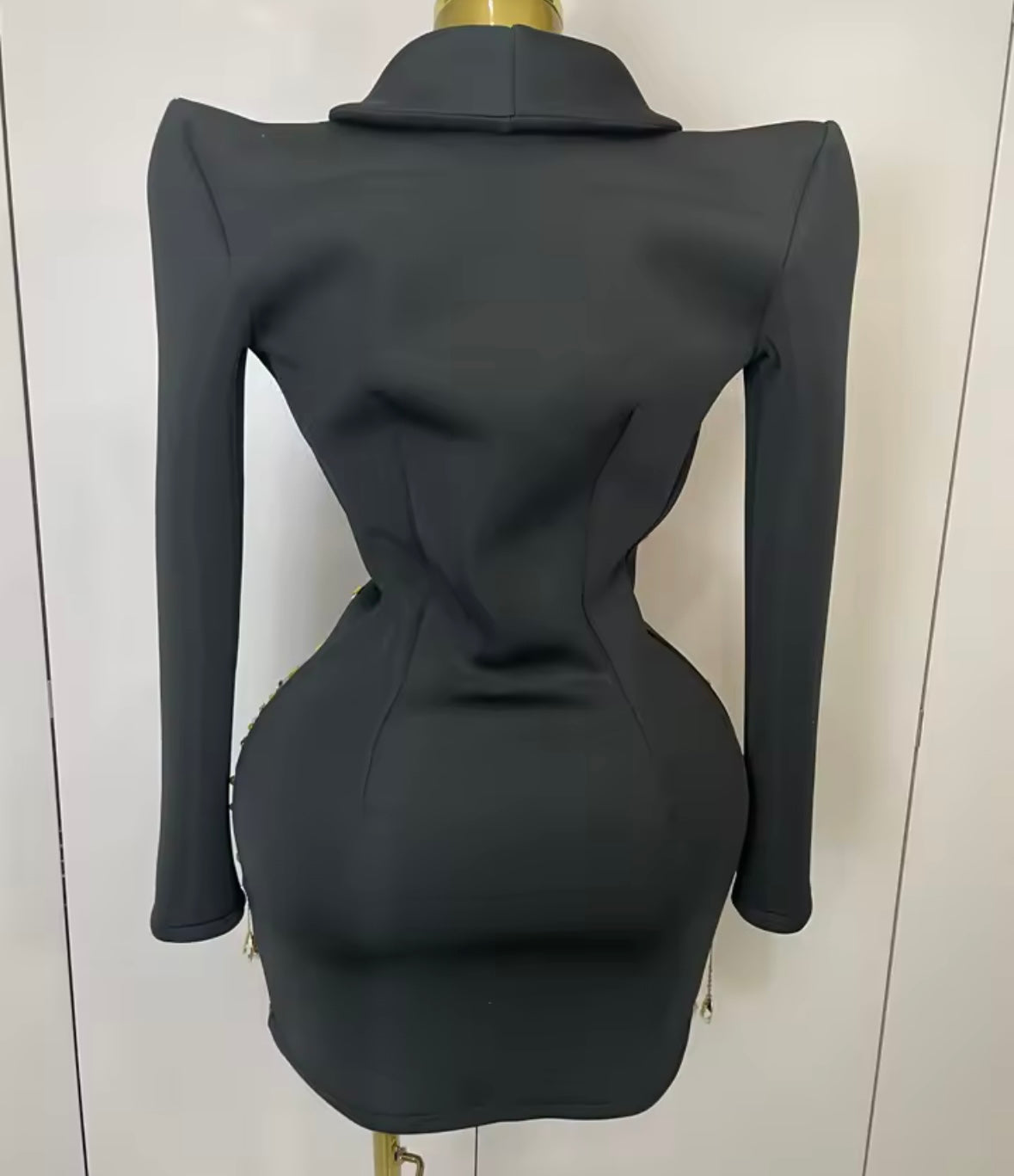 Sexy Beaded Embellishment Full Sleeve Blazer Dress